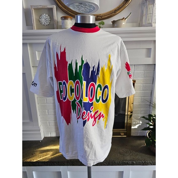 RARE Vtg POCO LOCO CLUB CANCUN Logo Multicolor T-Shirt 100% Cotton Mens Sz XXL - Picture 1 of 6